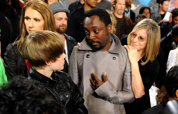 Celine Dion, Justin Bieber, Will.I.Am and Barbra Streisand