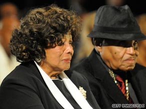 Katherine Jackson and Joe Jackson attend the funeral for their son on September 3 in Glendale, California.