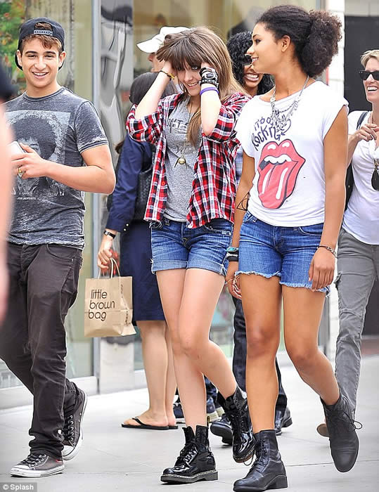 Fun times: The pair were joined by another female friend 
